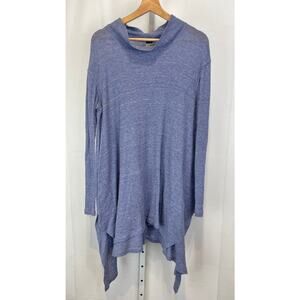 WE THE FREE People Wonder Woman Mock Neck Tunic Top Hi Low Thermal Blue Size S